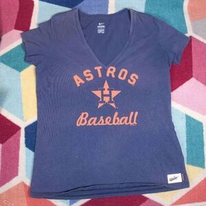 Nike Houston Astros Women's V Neck‎ T-shirt Size L